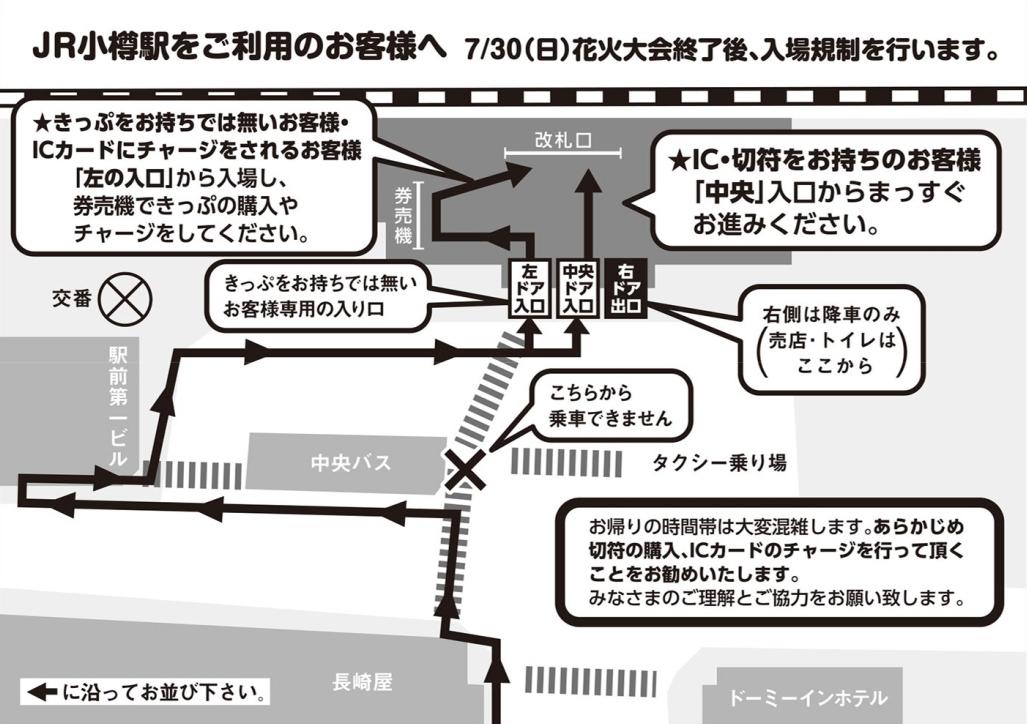 7月30日花火大会終了後のJR小樽駅からの臨時列車と構内への入場につきまして